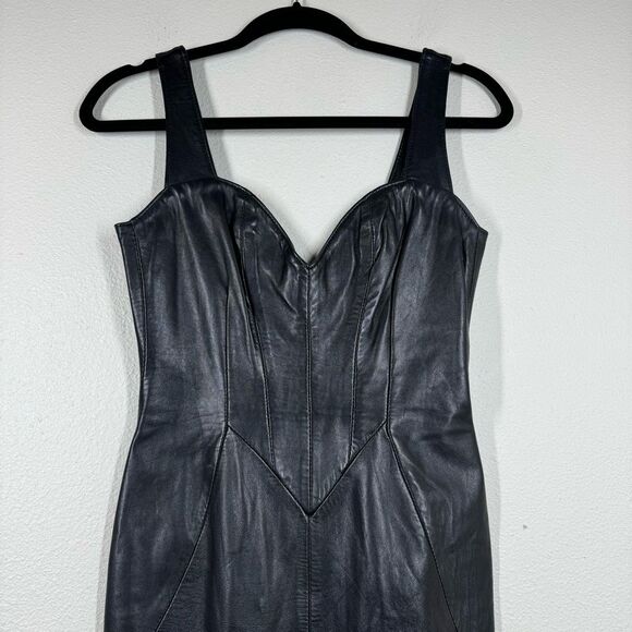 Vintage Firenze Santa Barbara Leather Dress Bodycon Whimsygoth Dark Romantic S - Picture 2 of 7
